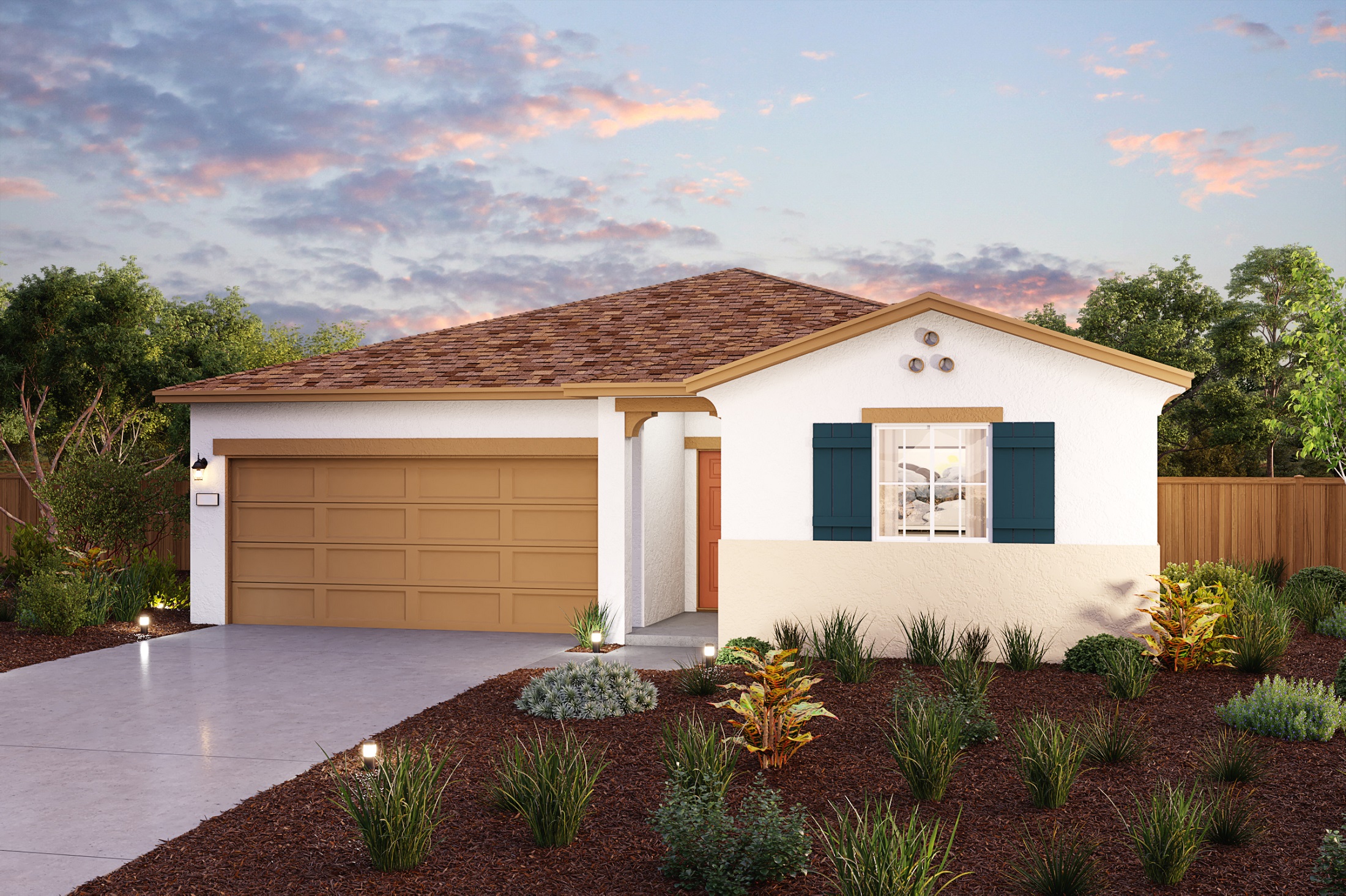 A house with a large front yard.