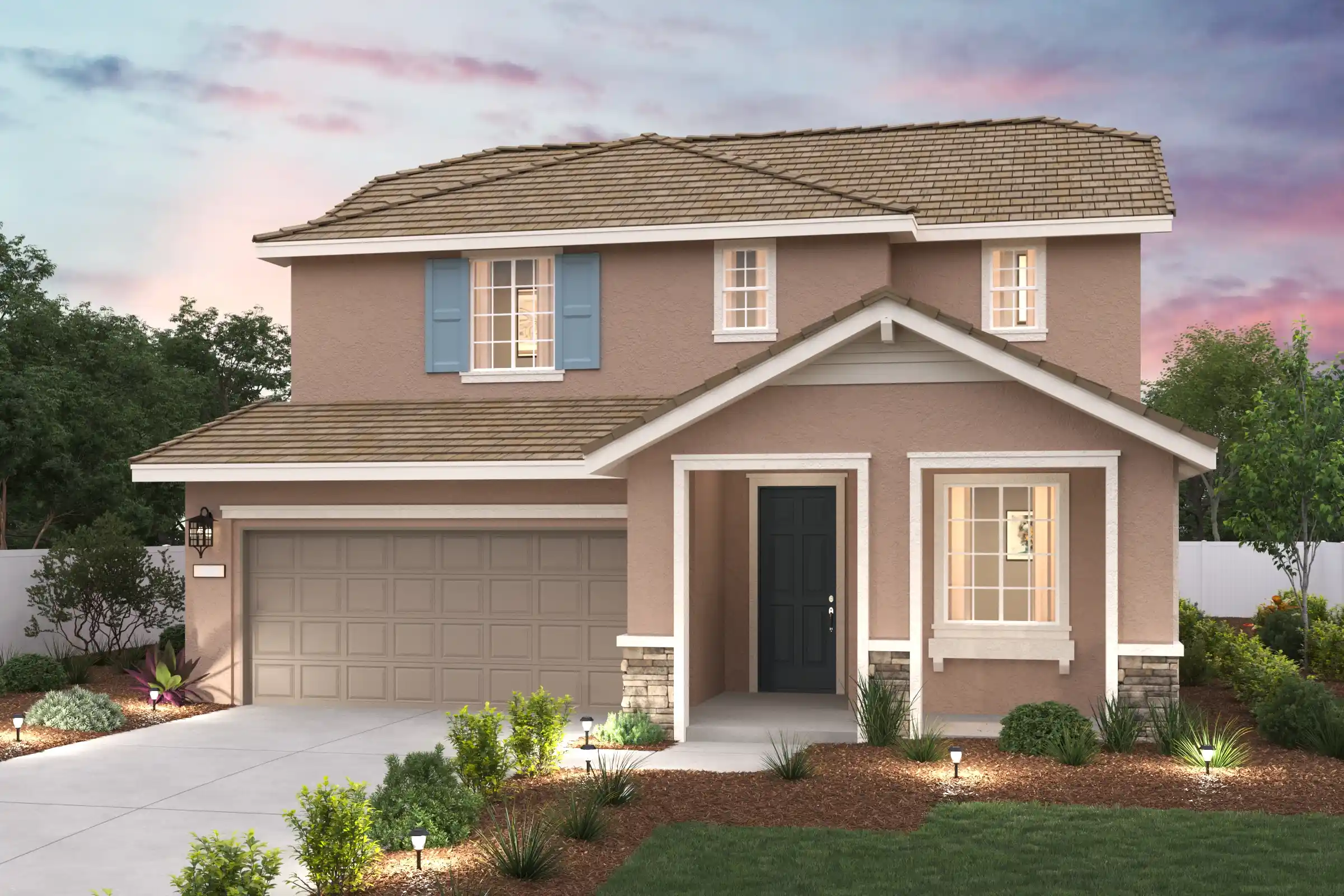 A house with a garage.