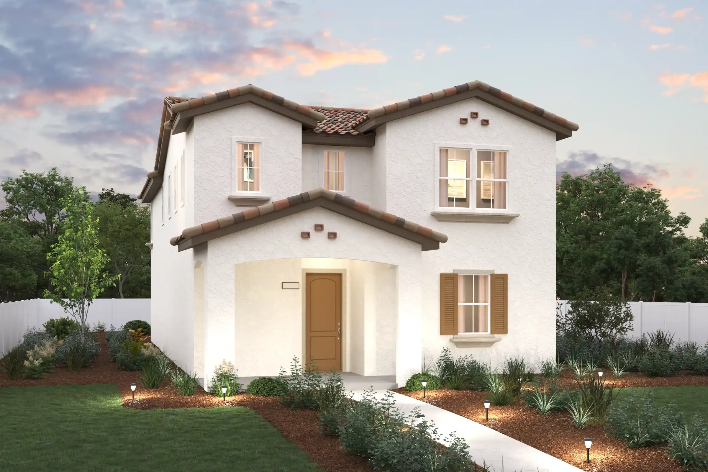 A house with a large front yard.