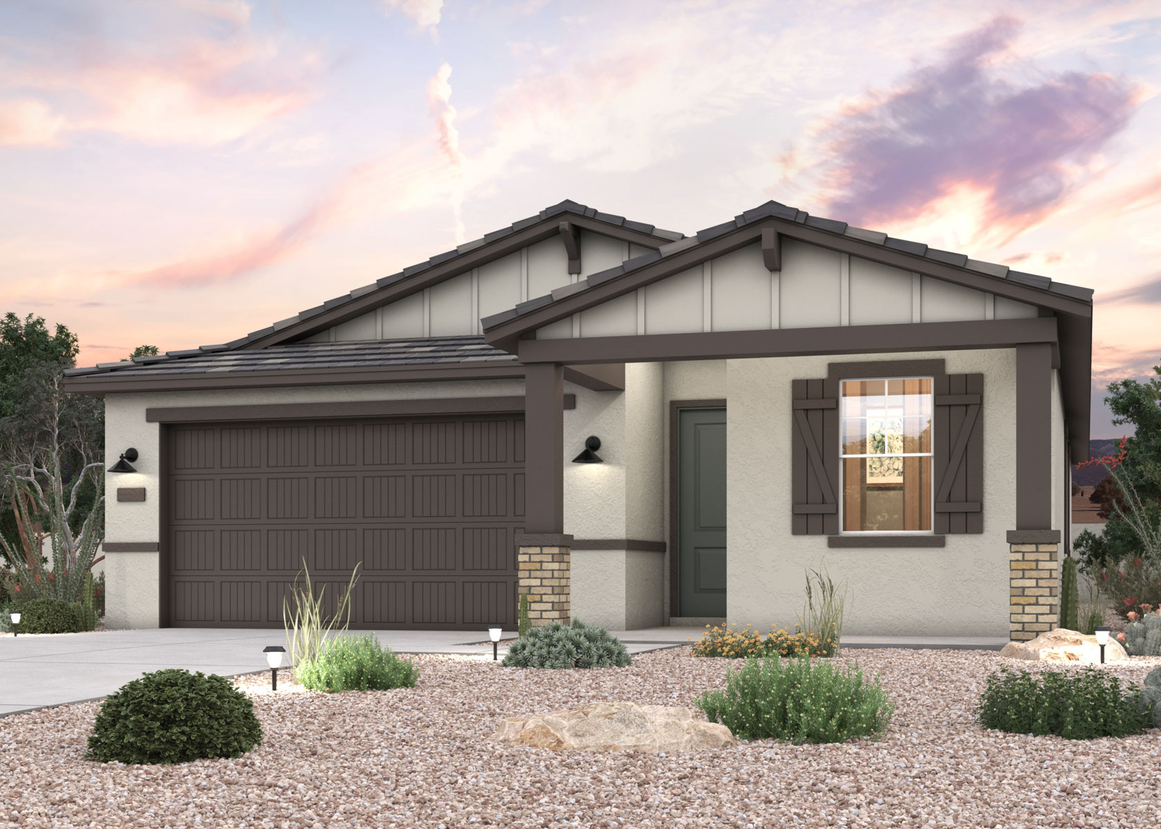 Twilight rendering of a new home for sale in Surprise, AZ by Century Communities.
