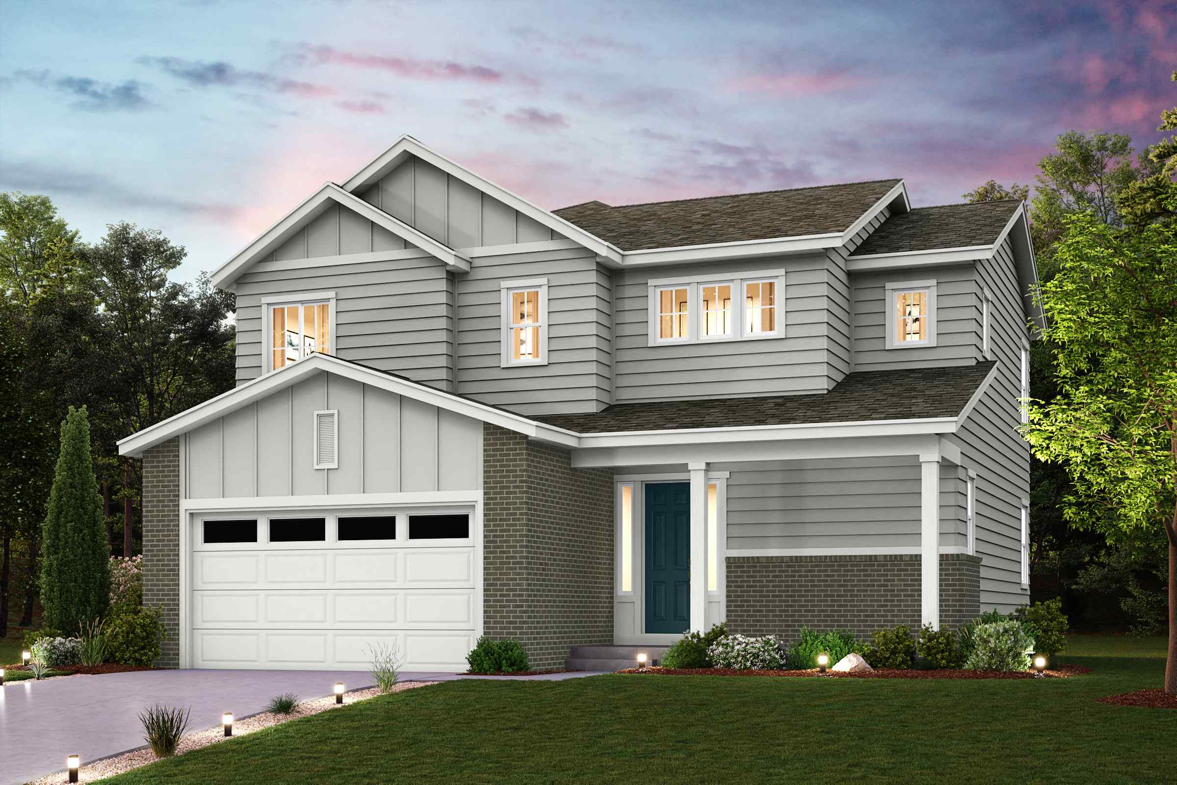 A house with a garage.