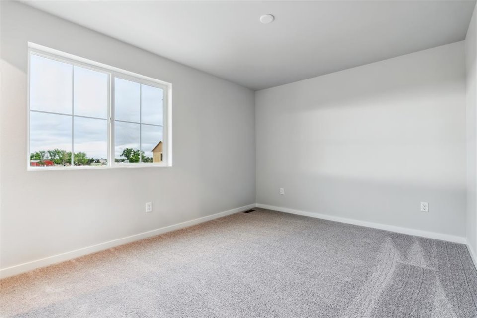 A room with a window and a carpet.