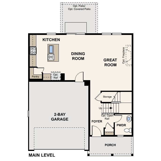 Diagram, engineering drawing. Lanner Main Level Floorplan 