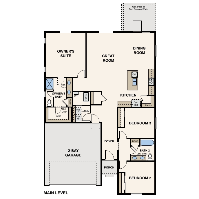 Diagram, engineering drawing. Cimarron Floorplan image main level 