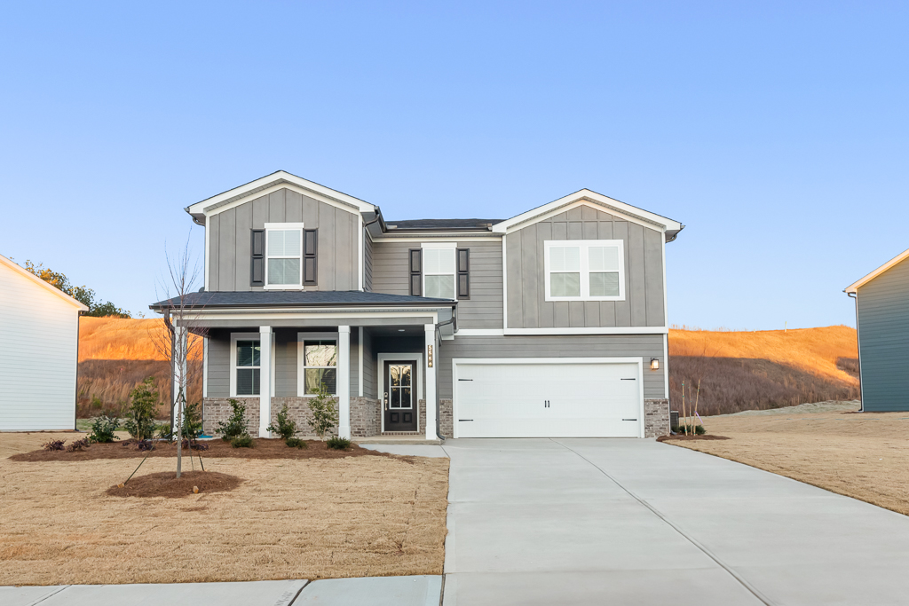 A house with a garage.