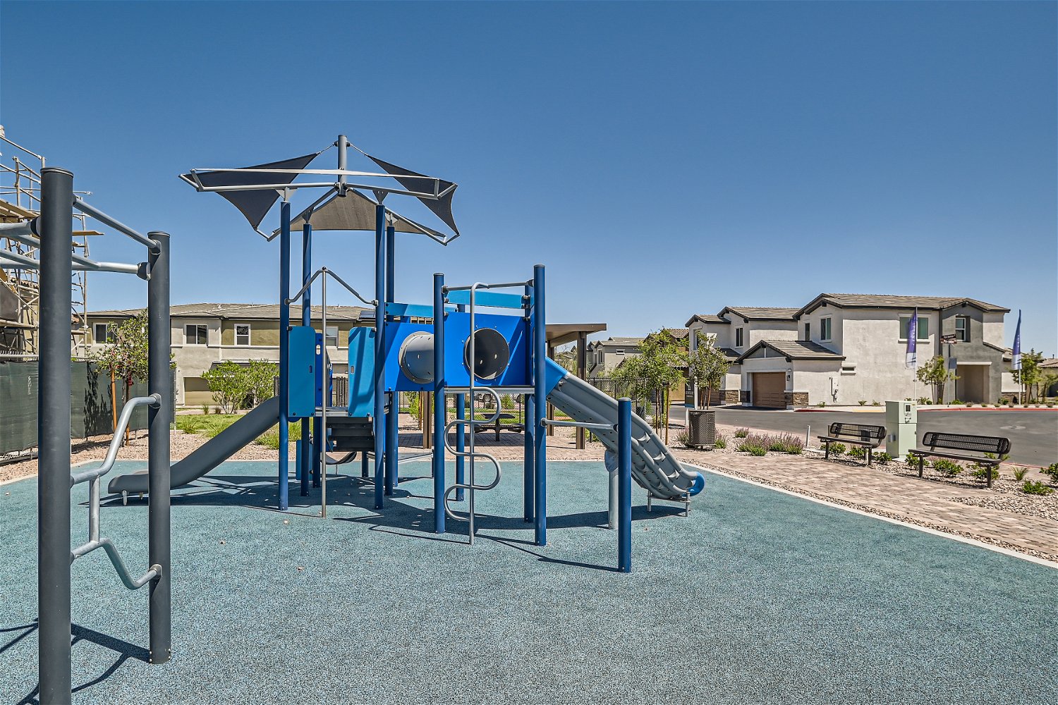 A playground with a slide.