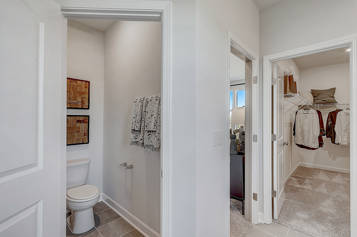 A bathroom with a toilet and a shower.