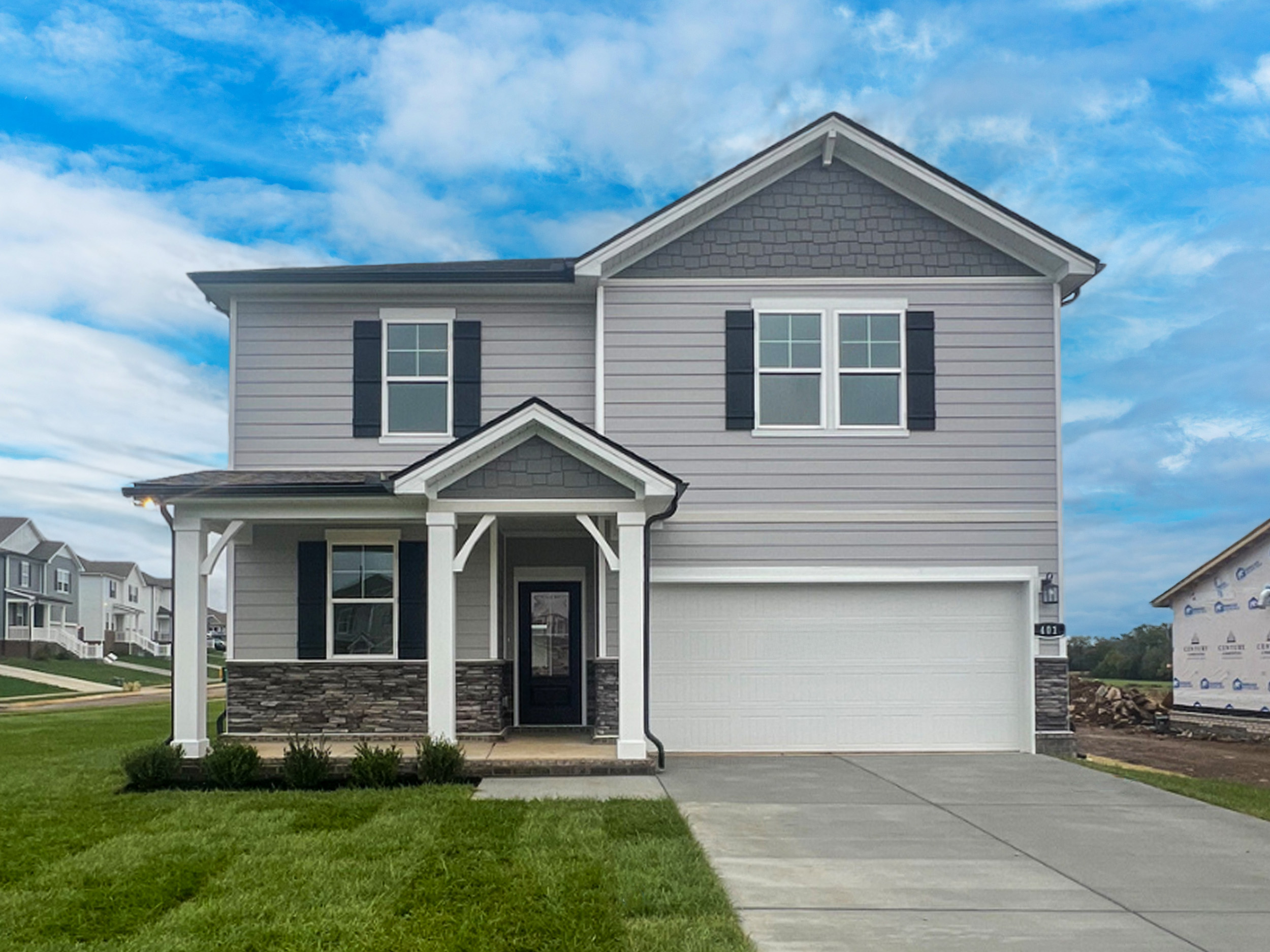 A house with a garage.
