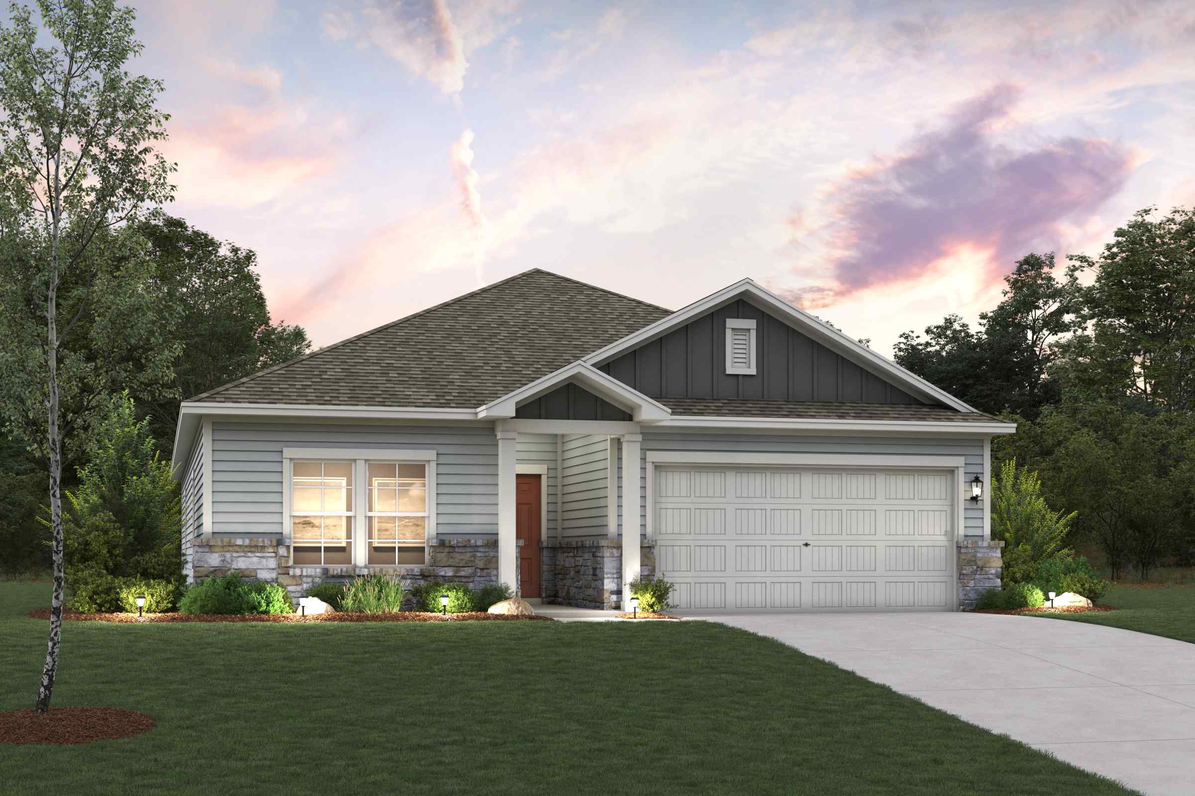 A house with a garage.