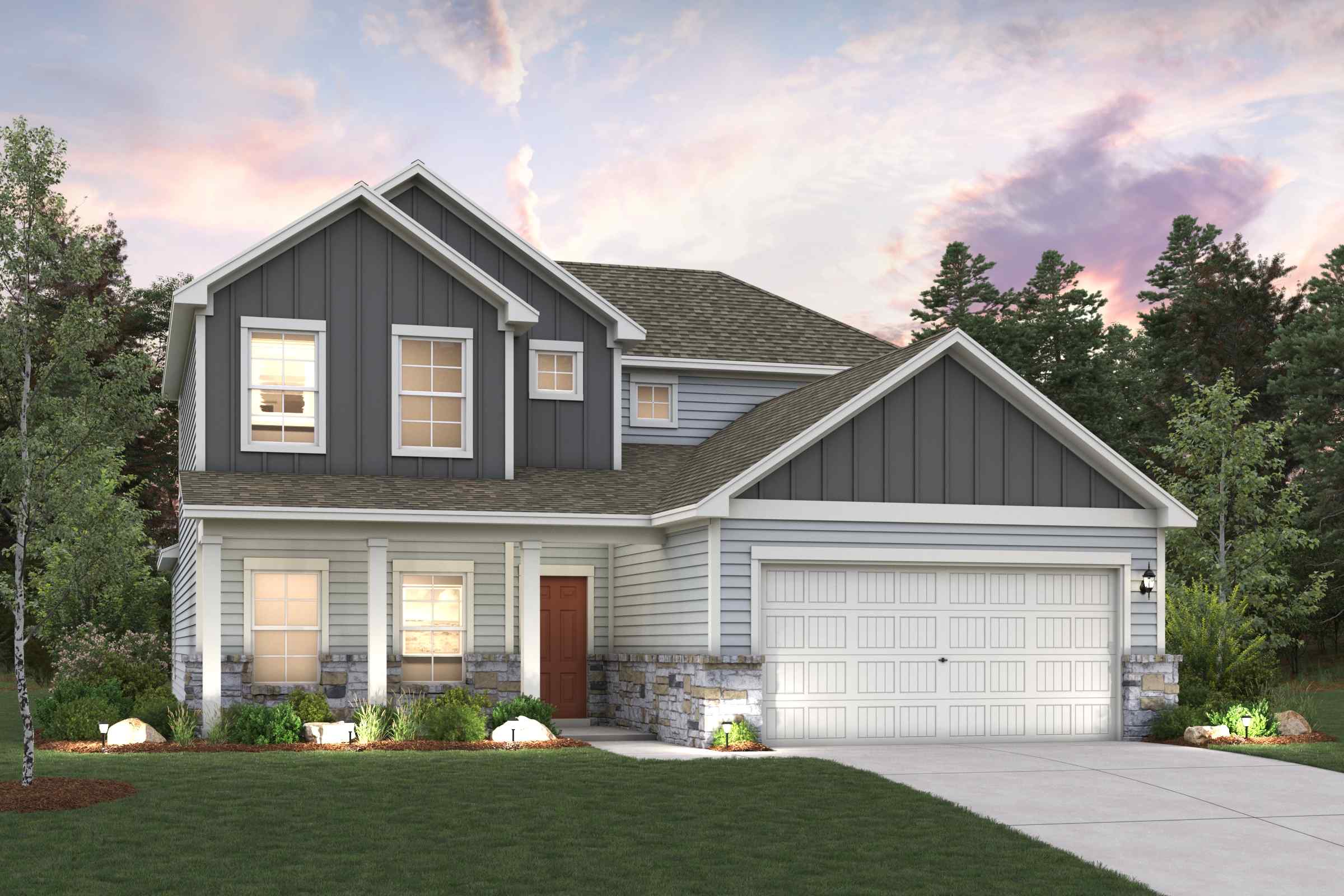 A house with a garage.