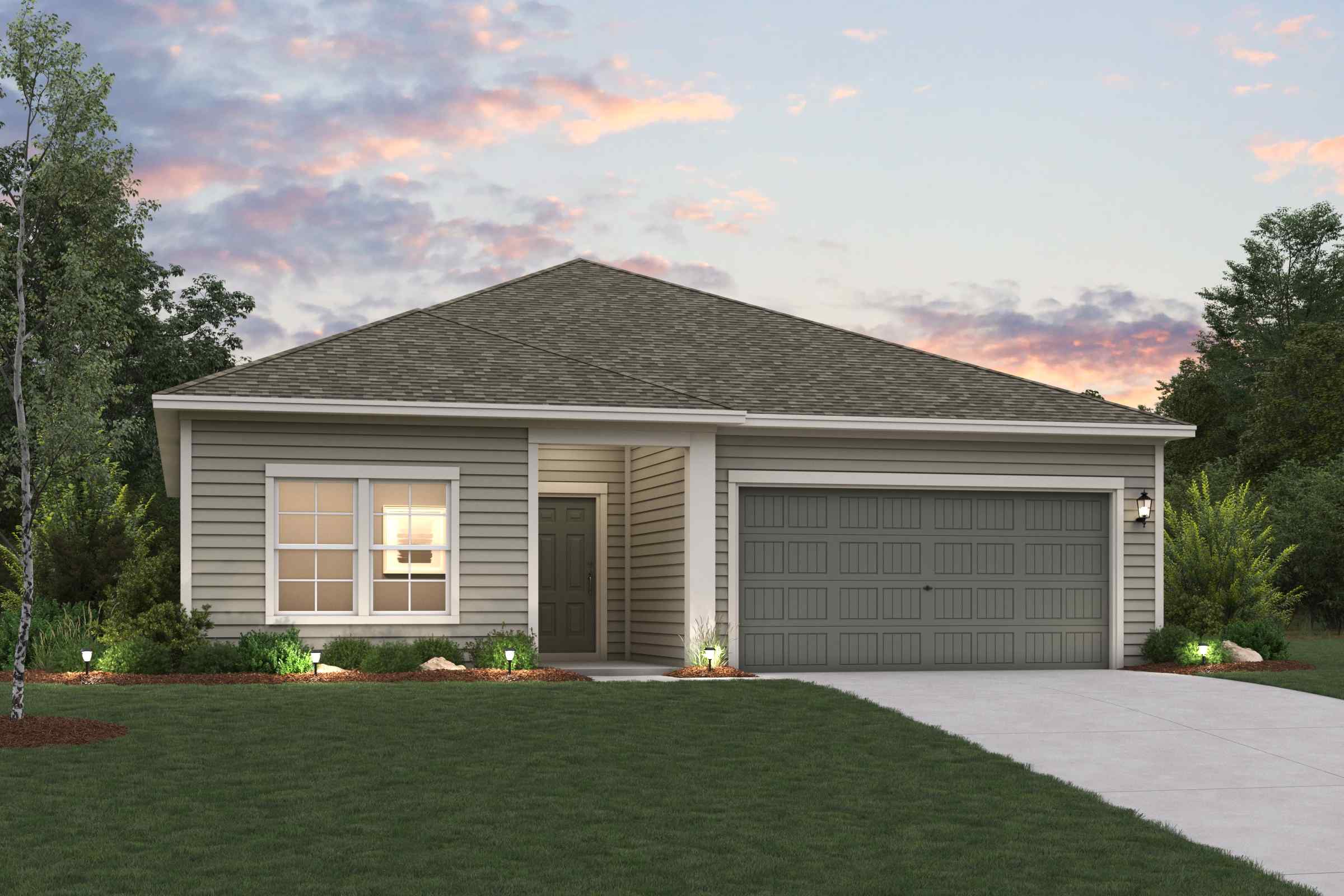 A house with a garage.