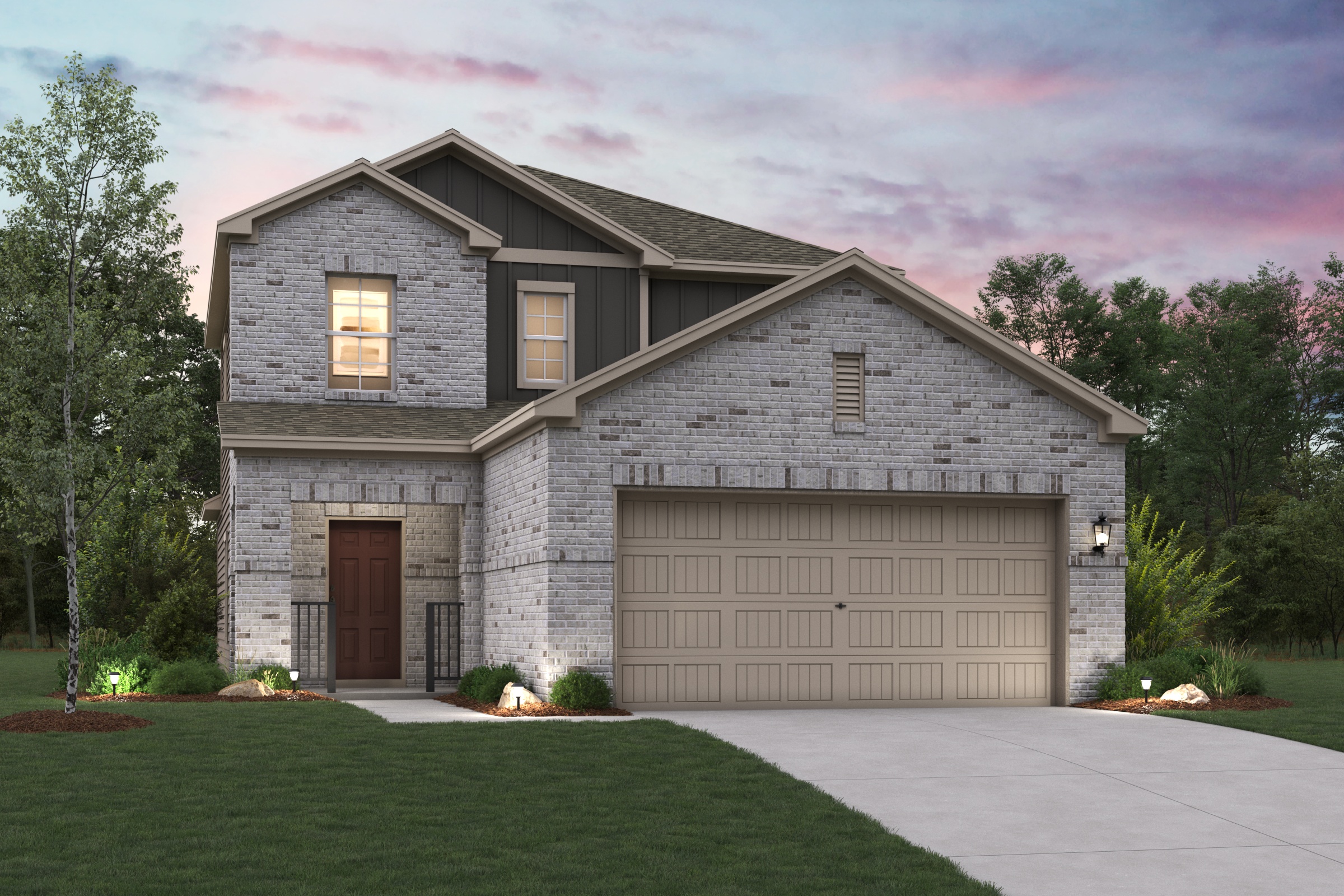A house with a garage.