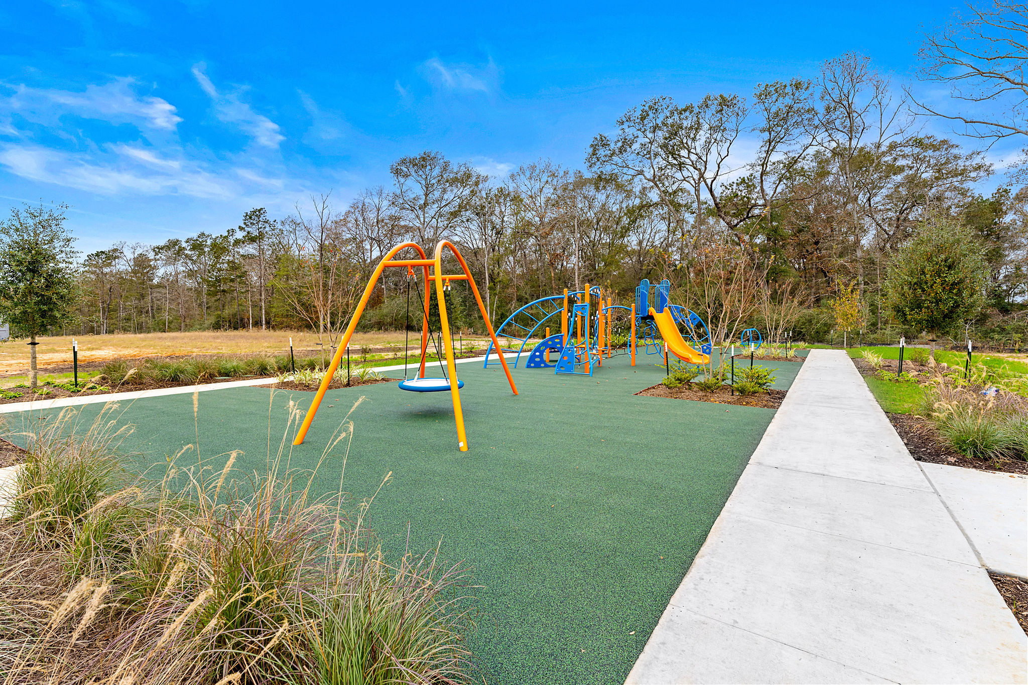 A playground with a slide.
