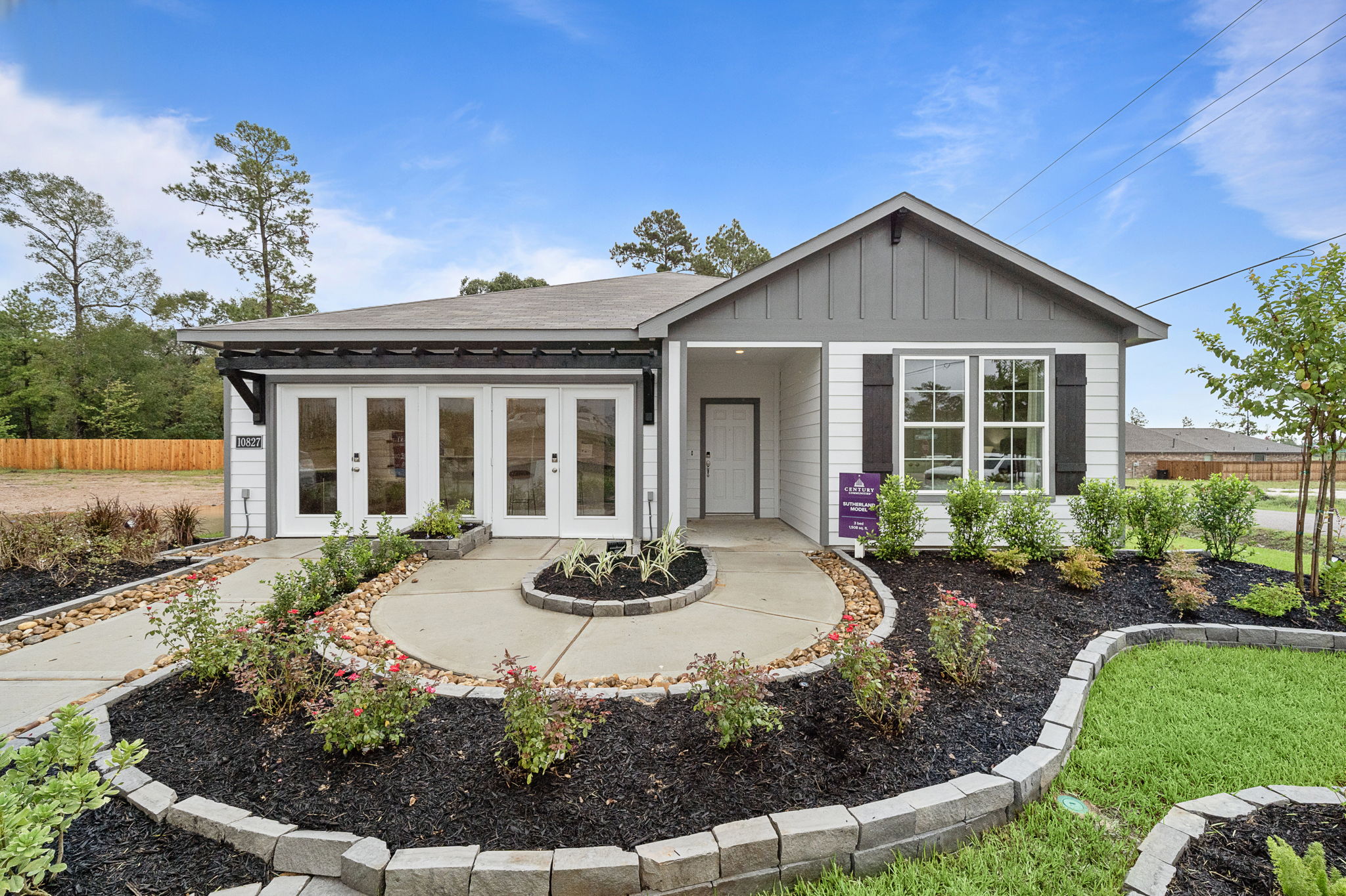 A house with a small pond.