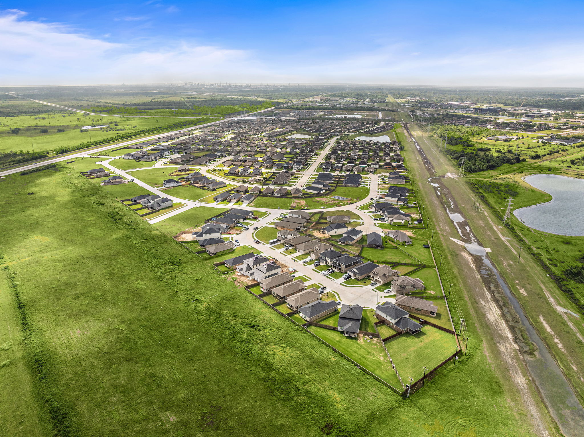 A large area with buildings and roads.