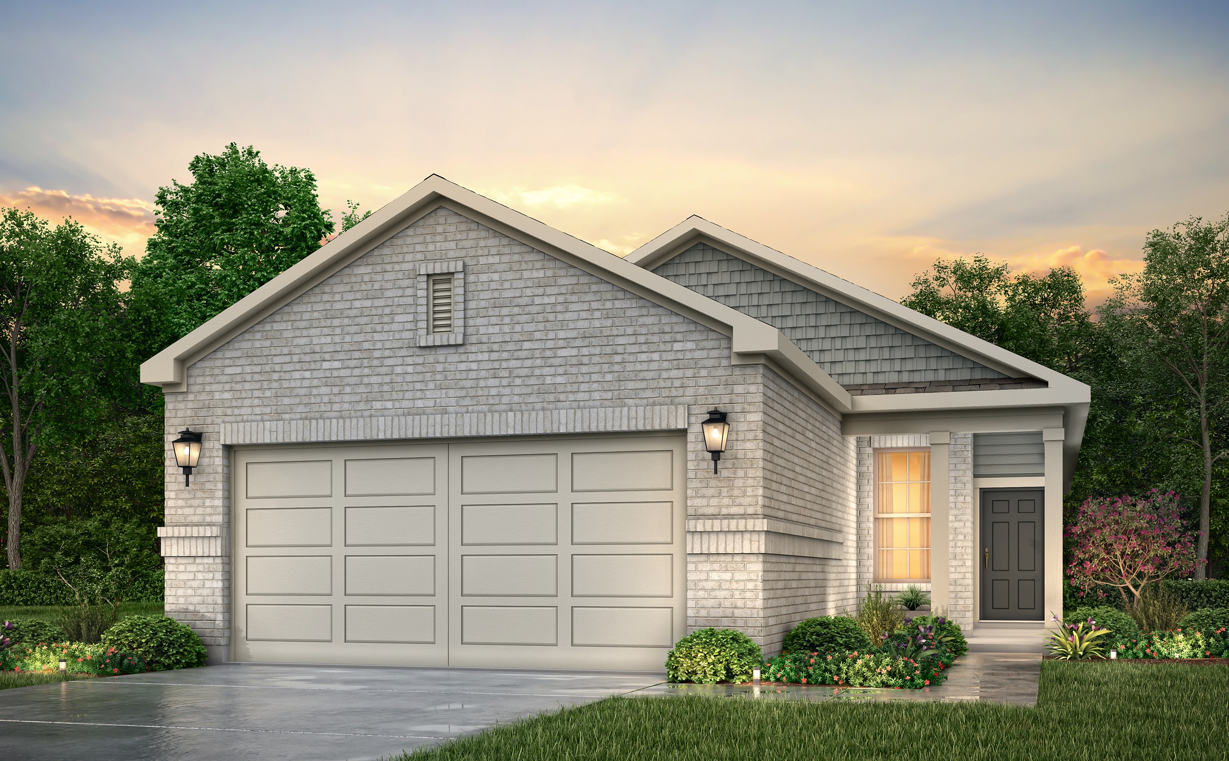 A house with a garage.