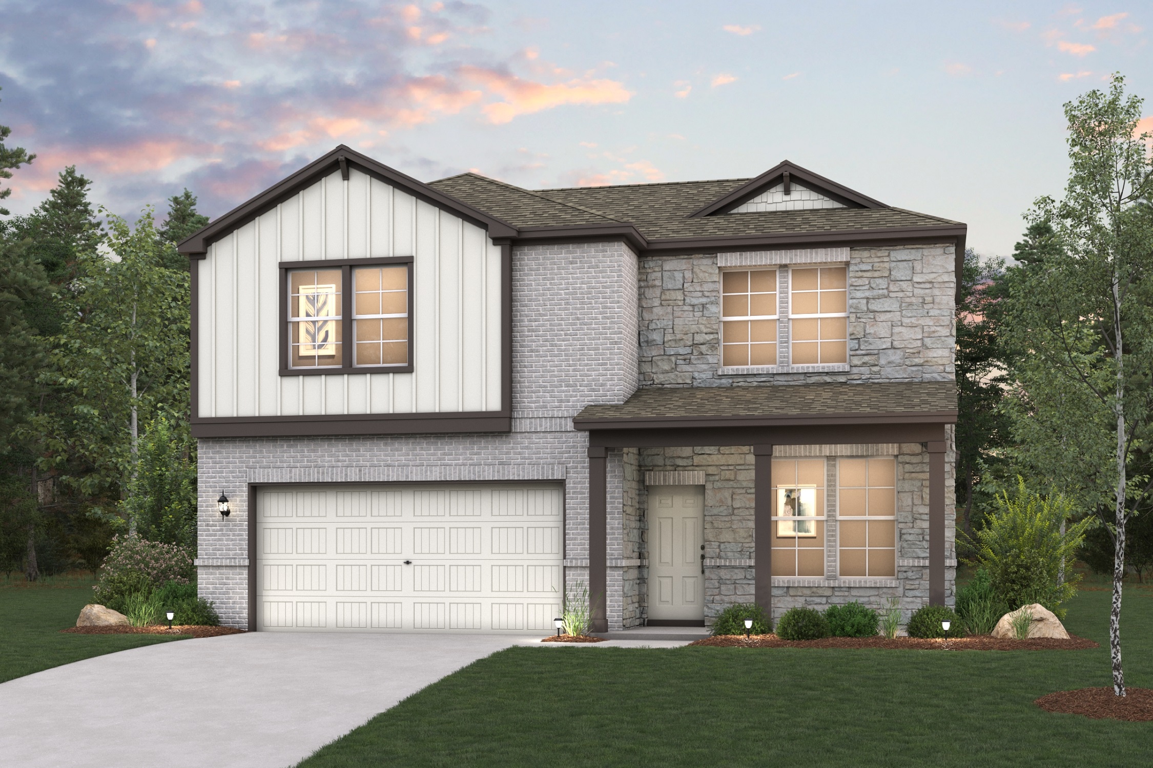 A house with a garage.