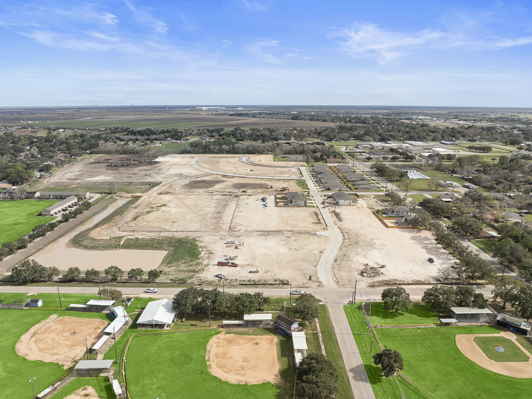 A large area with buildings and roads.