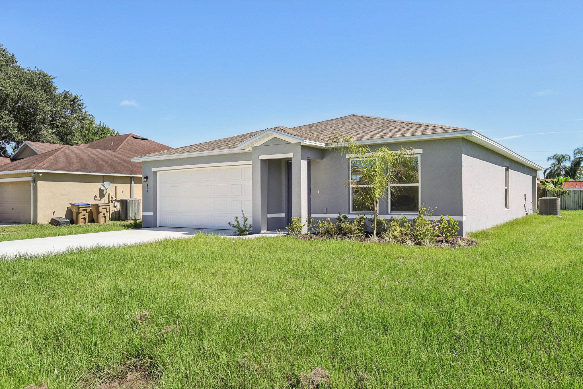 A house with a garage.