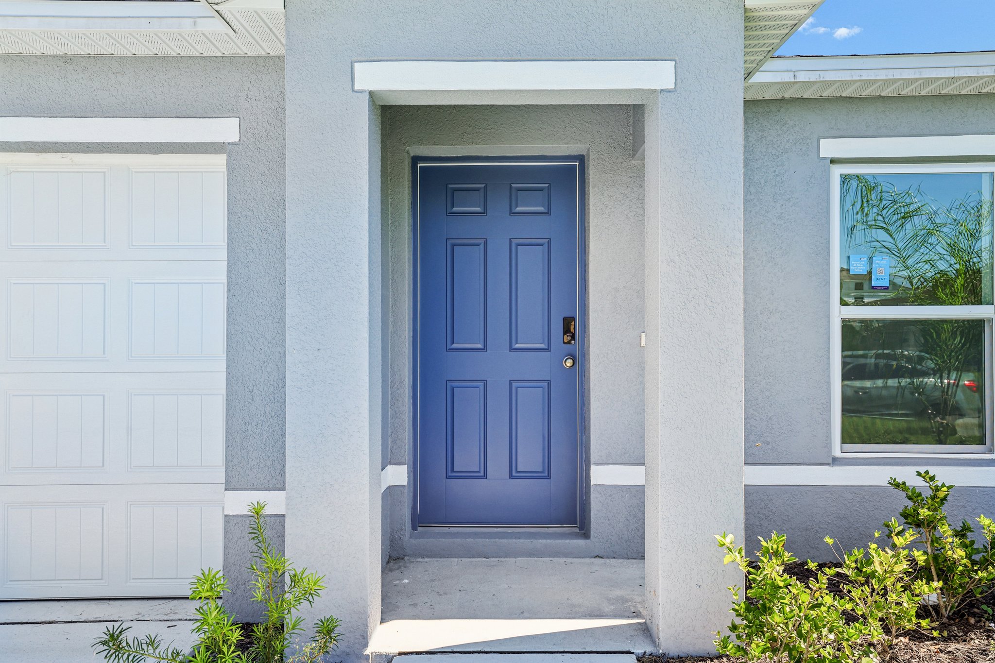 A blue door on a building.