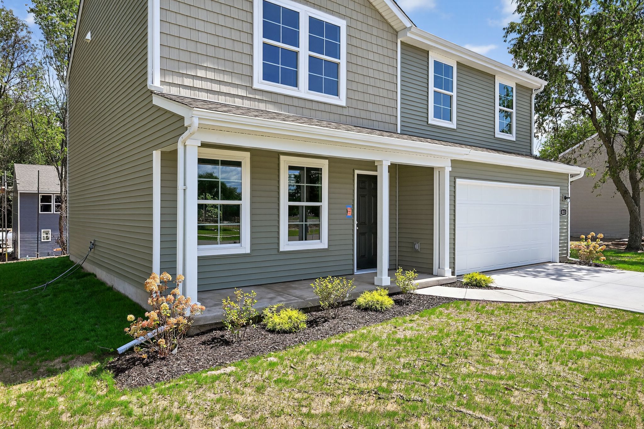 A house with a garage.