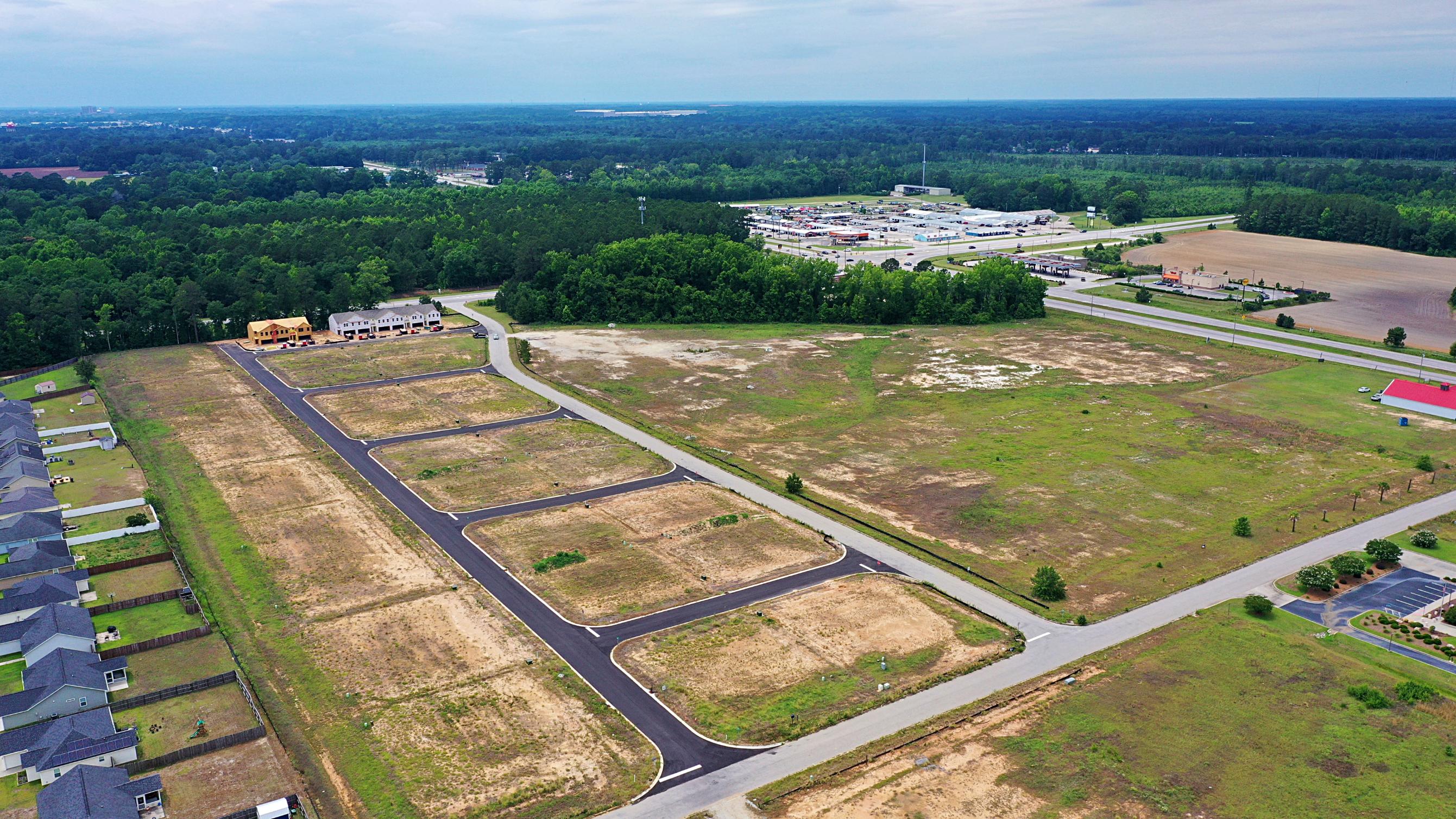A large field with a few roads.
